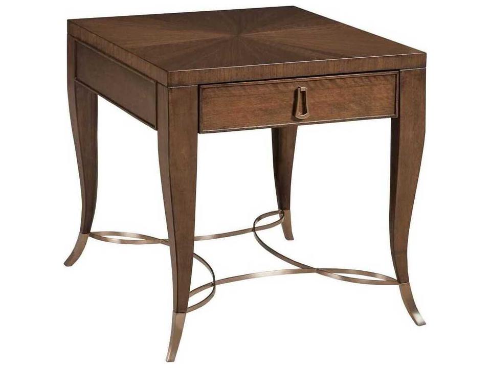 Vantage Rectangular End Table in Medium Stain with Satin Gold Accents