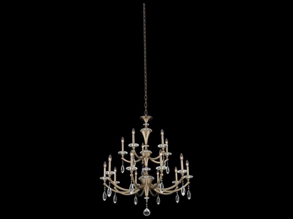 Floridia 15-Light Matte Brushed Champagne Gold Traditional Candelabra Chandelier