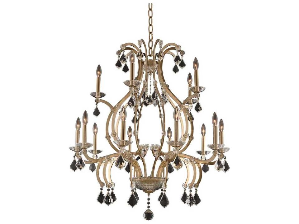 Duchess 15-Light Brushed Champagne Gold Traditional Candelabra Chandelier