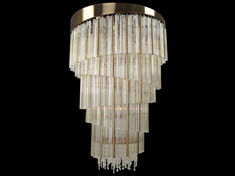 Espirali 15-Light Brushed Champagne Gold Traditional Candelabra Tiered Chandelier