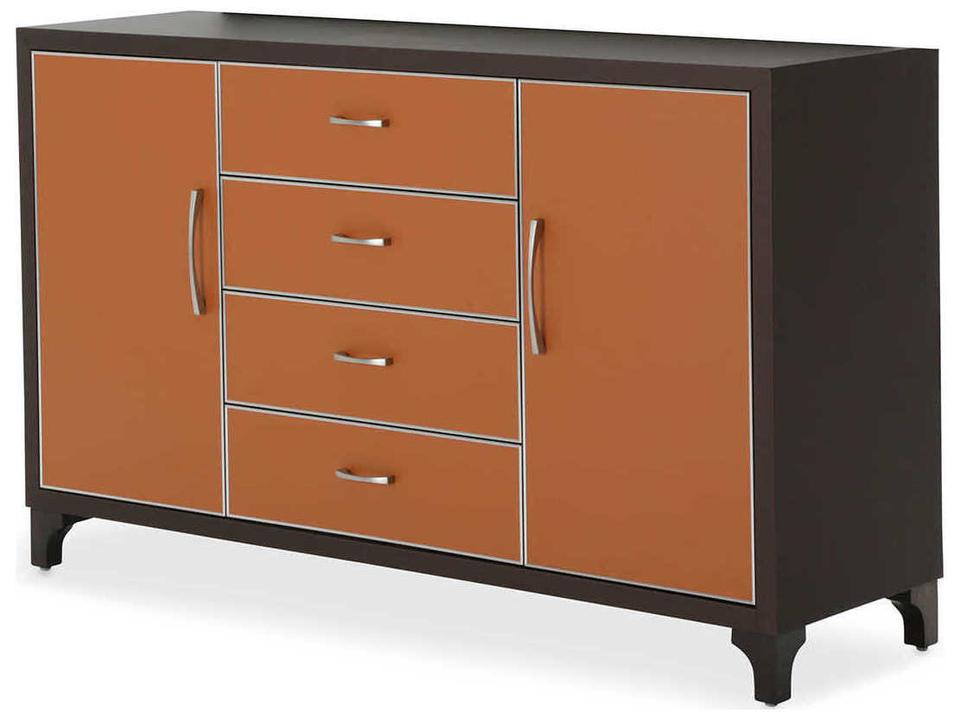 21 Cosmopolitan 4-Drawer Upholstered Dresser in Diablo Orange and Umber