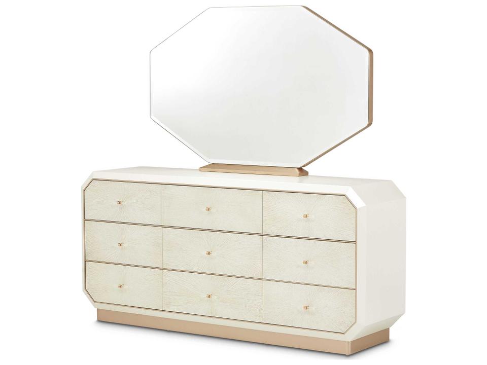 La Rachelle Dresser with Mirror in Medium Champagne