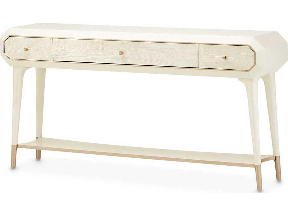La Rachelle Rectangle Console Table in Medium Champagne