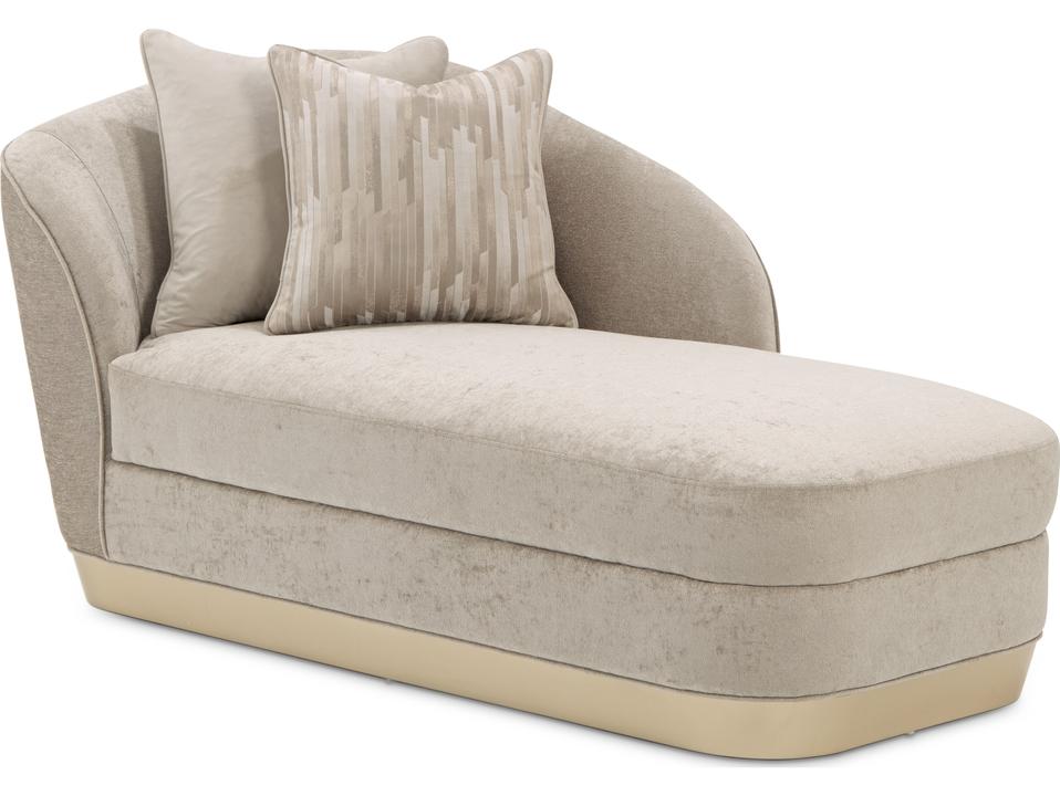 La Rachelle Champagne Upholstered Chaise