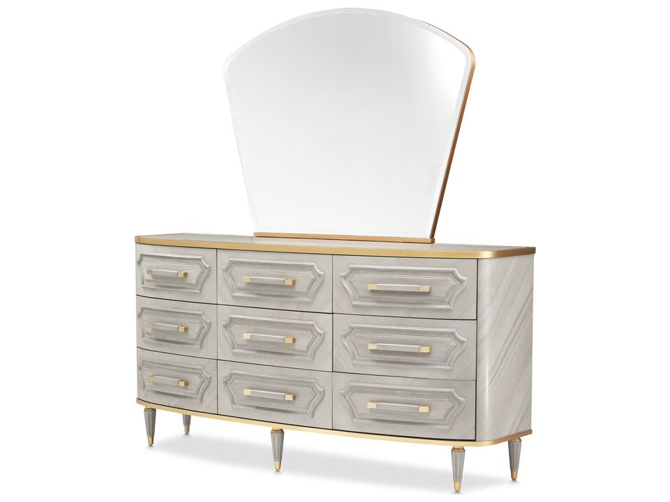 St. Charles 9-Drawer Dresser with Mirror in Dove Gray