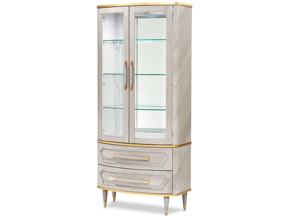St Charles Display Cabinet in Dove Gray with Bronze Accents