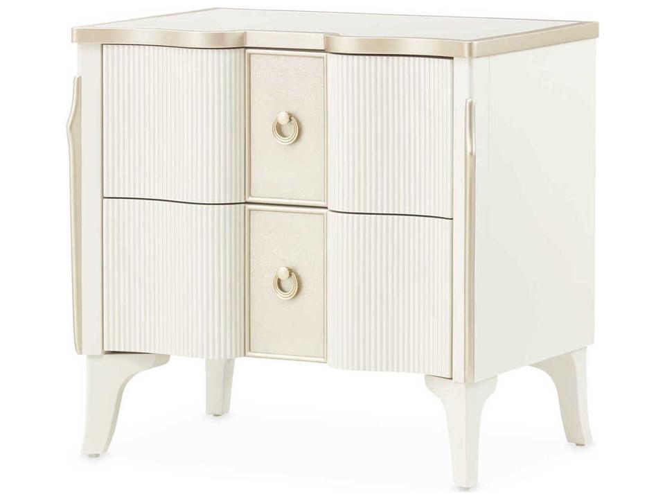 Gilded 2-Drawers White Poplar Wood Nightstand