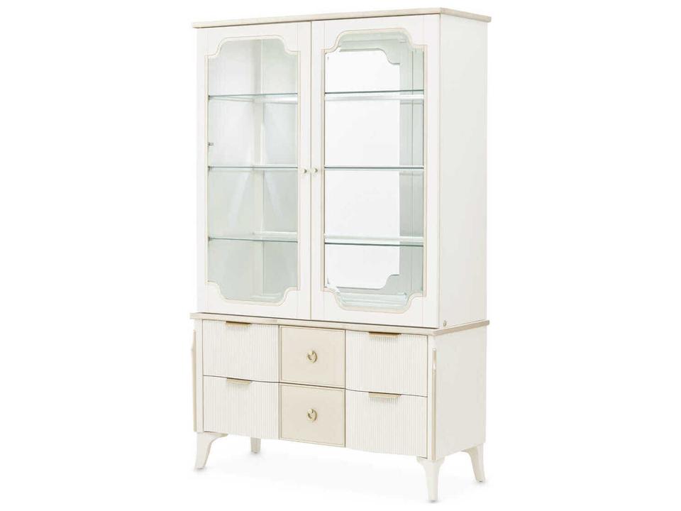 La Marisia Glass Display Cabinet in Creamy Pearl Finish