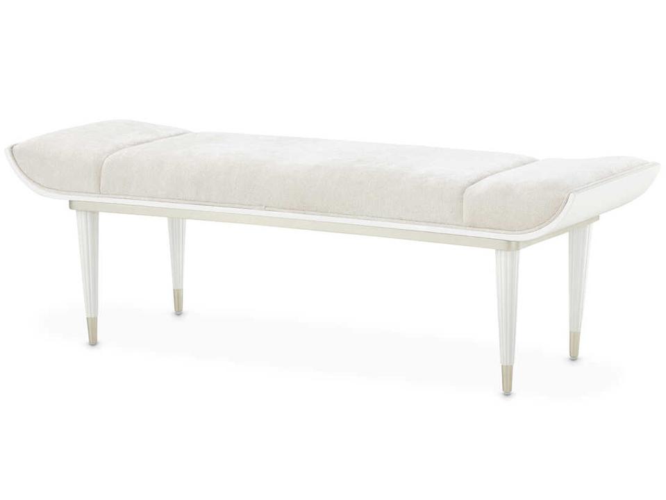 La Marisia Upholstered Bench in Creamy Pearl with Tranquil Chenille