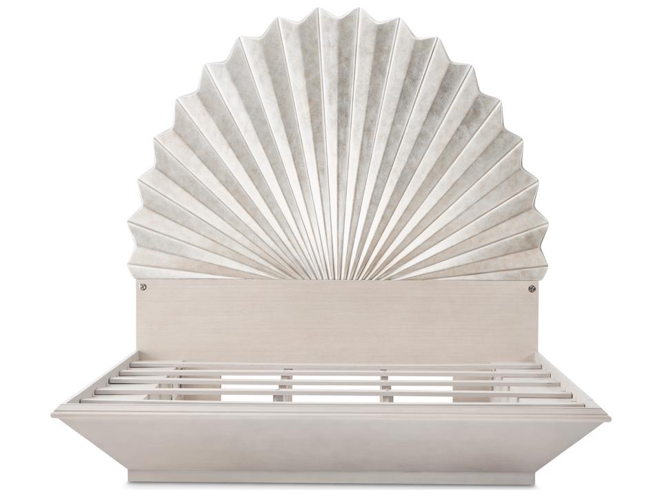 Fantosini Eastern King Fan Bed in Silver Leaf Finish