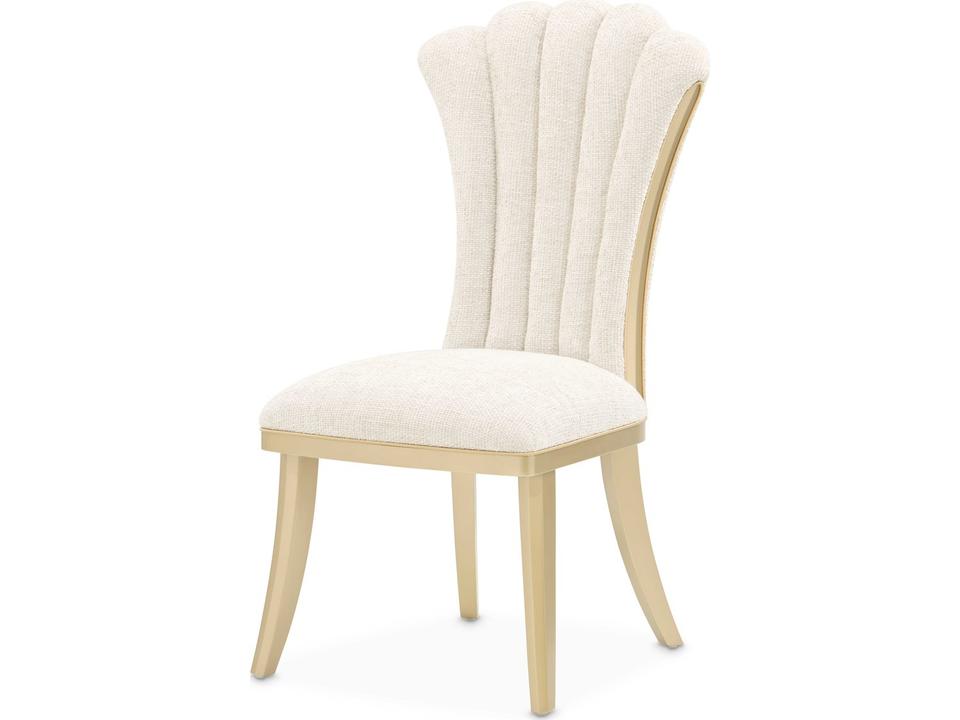 Fantosini Rubberwood Gold Upholstered Armless Dining Chair Set of 2