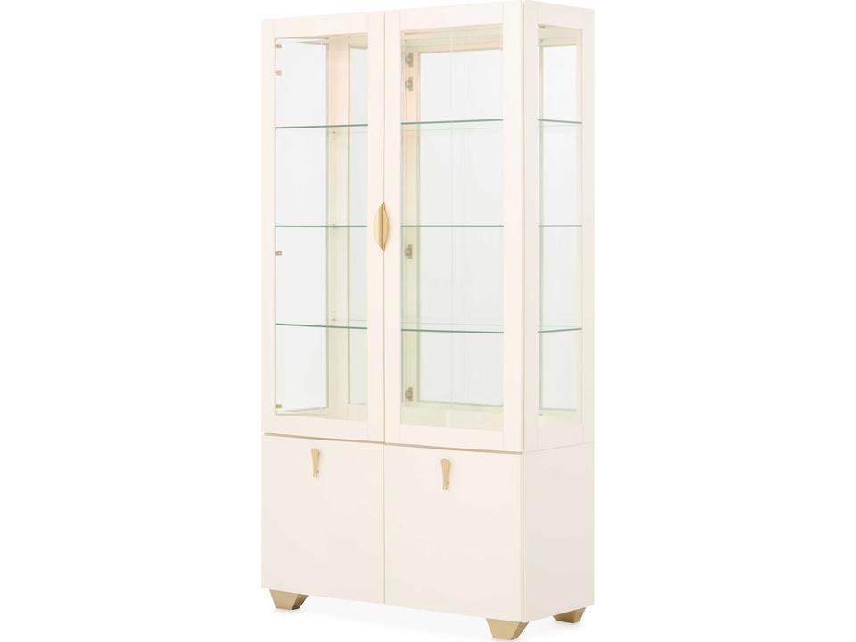 Gilded Poplar Wood Creamy Pearl Display Cabinet
