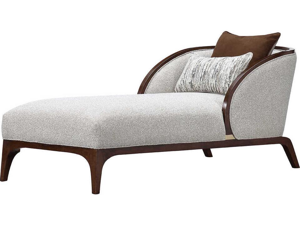 Houston Upholstered Chaise Lounge in Gray and Walnut