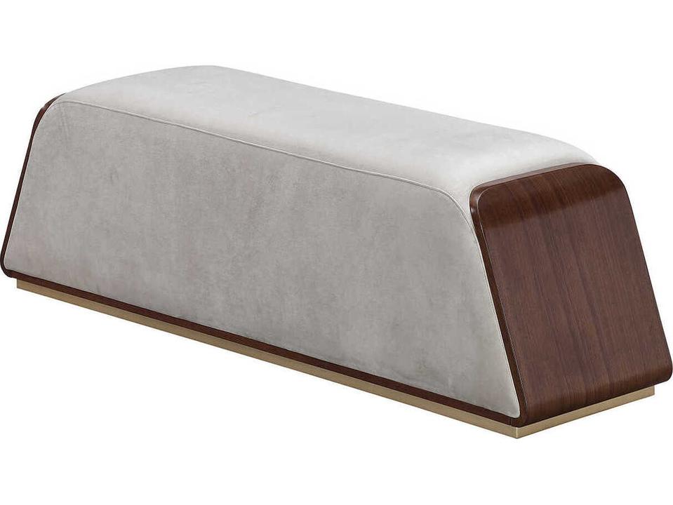 Houston Velvet Accent Bench in Porcini and Walnut