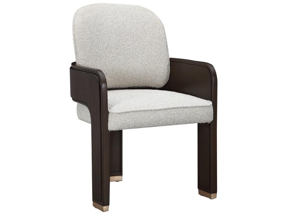 Paris Chic Upholstered Dining Arm Chair in Espresso with Gold Trim