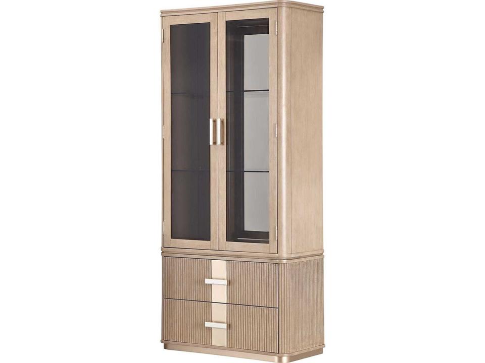 West Kensington 2-Door Display Cabinet in Sea Salt Caramel with LED Lighting