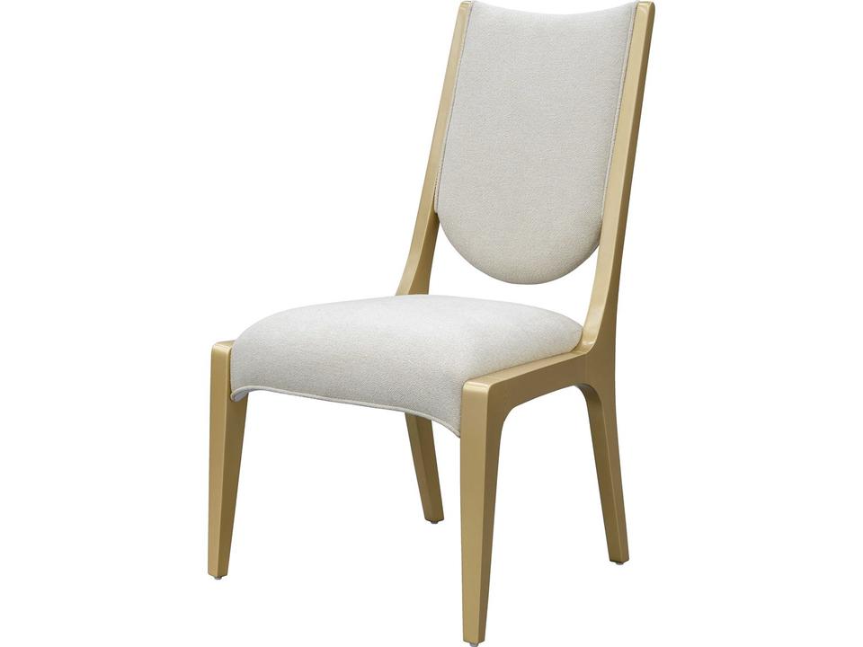 Scotts Square Poplar Wood Gold Upholstered Armless Dining Chair Set of 2
