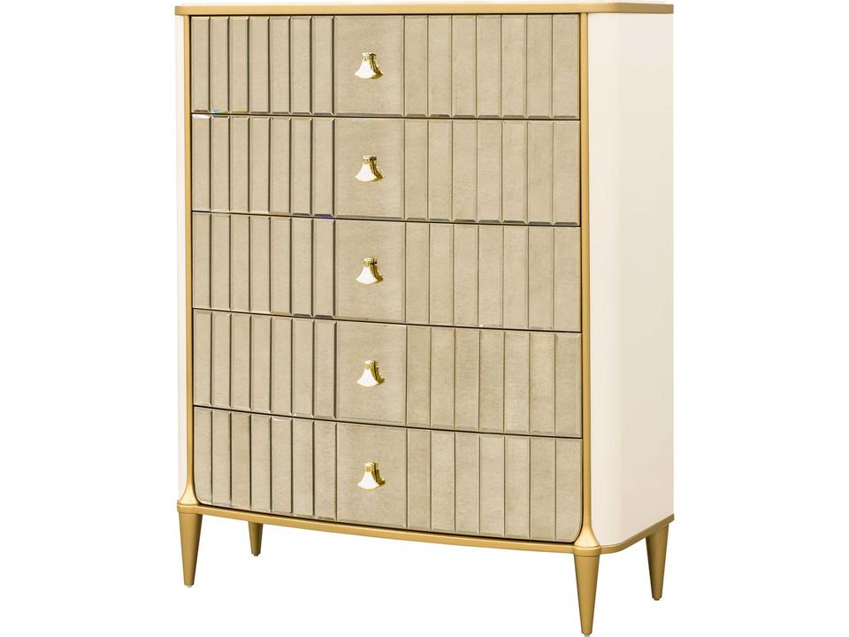 Scotts Square 5-Drawer Chest in Light Champagne with Mirror Fronts
