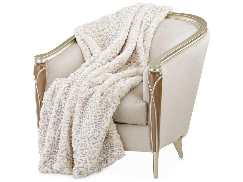 Snow Leopard Faux Fur Throw Blanket 54x72 Inch Natural