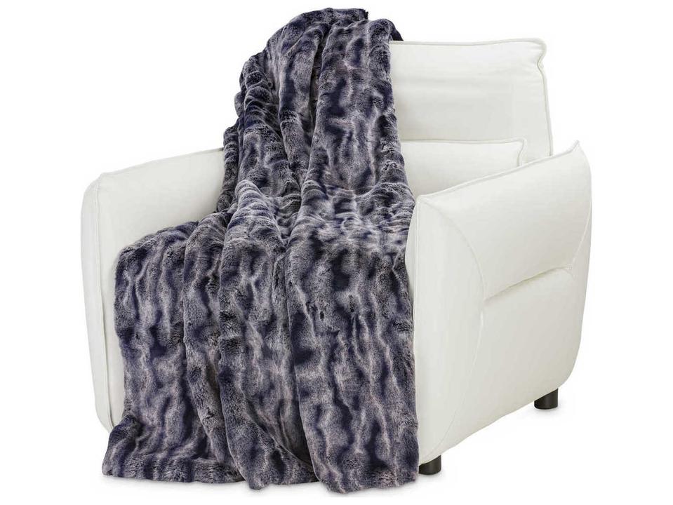 Solo Faux Fur Throw Blanket Marine Blue 54x72