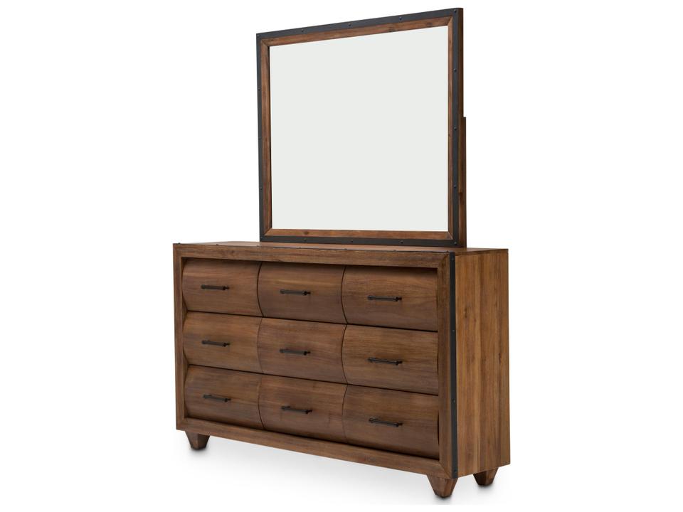 Brooklyn Walk 9-Drawer Dresser with Mirror Burnt Umber