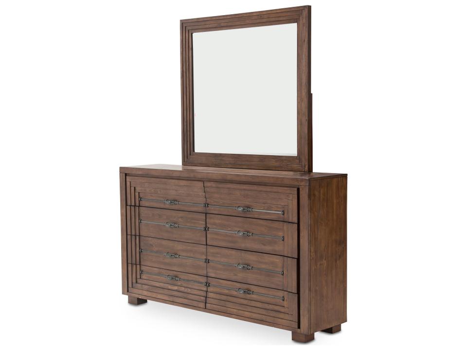 Carrollton 8-Drawer Dresser with Mirror in Rustic Ranch