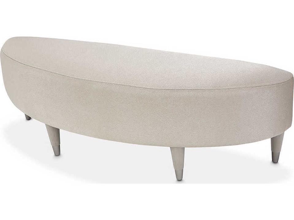 Eclipse Upholstered Bed Bench in Ivory with Moonlight Gray Legs