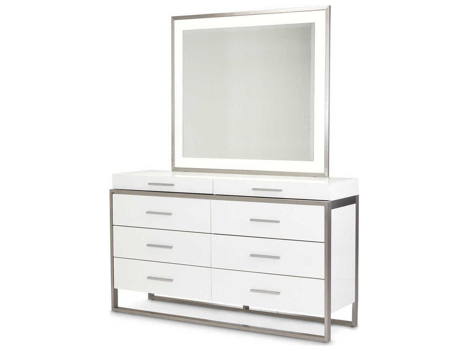 Marquee 8-Drawer Dresser with Mirror in Cloud White
