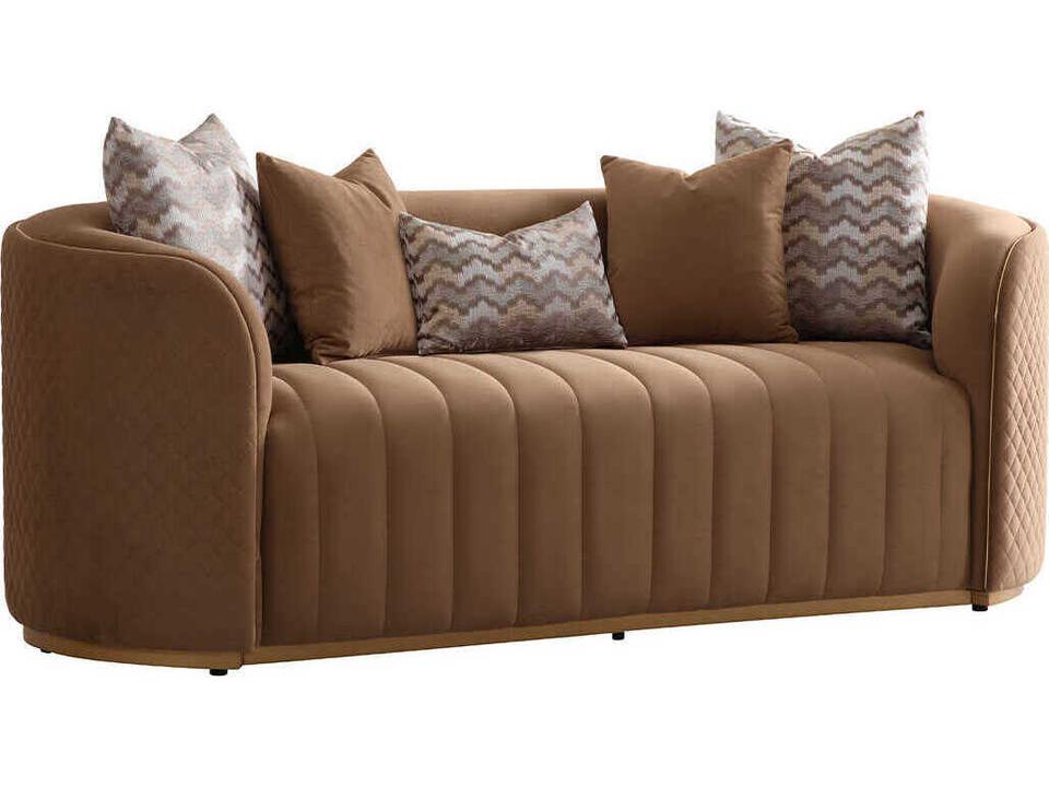 Ariana Velvet Loveseat in Caramel Gold