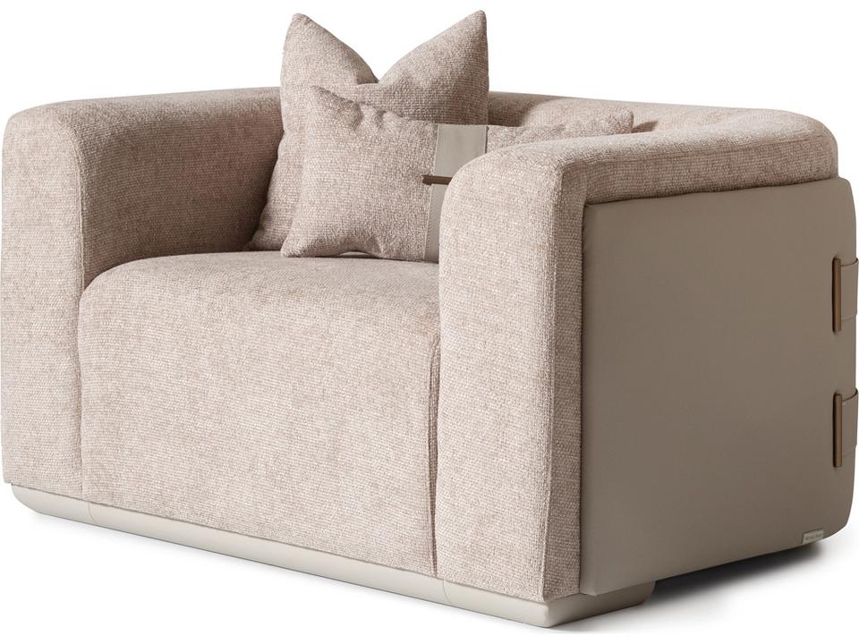 Canberra Plush Chenille Fabric Chair and a Half in Mink