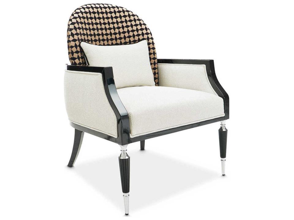 Gilded White Fabric Accent Chair