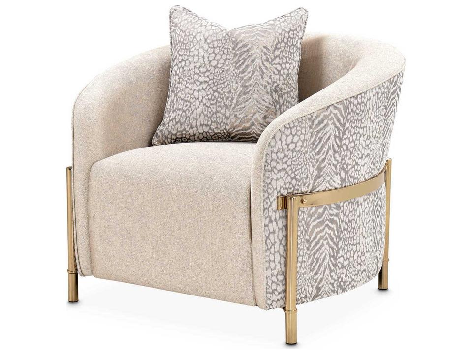 Gilded Beige Fabric Accent Chair