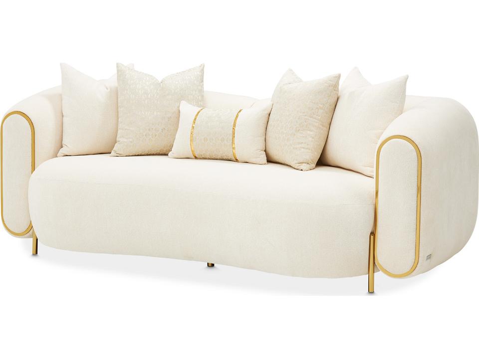 Sassani Jacquard Chenille Loveseat in Crepe Gold