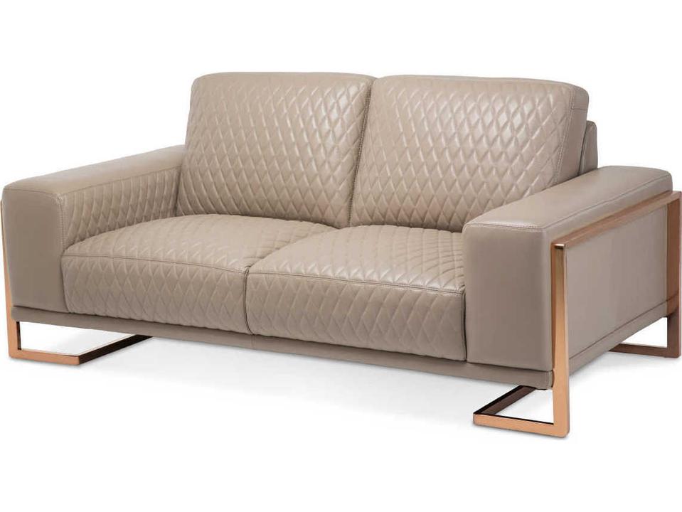 Mia Bella Leather Loveseat in Beige Rose Gold