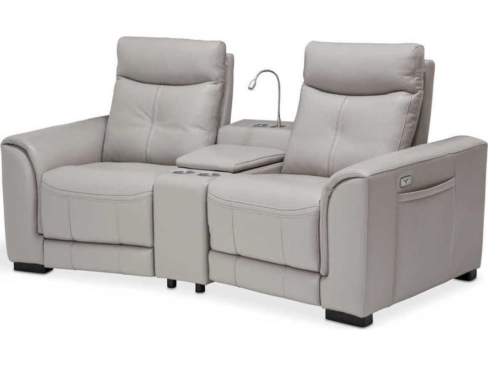 Mia Bella Bentley 3-Piece Light Grey Faux Leather Loveseat