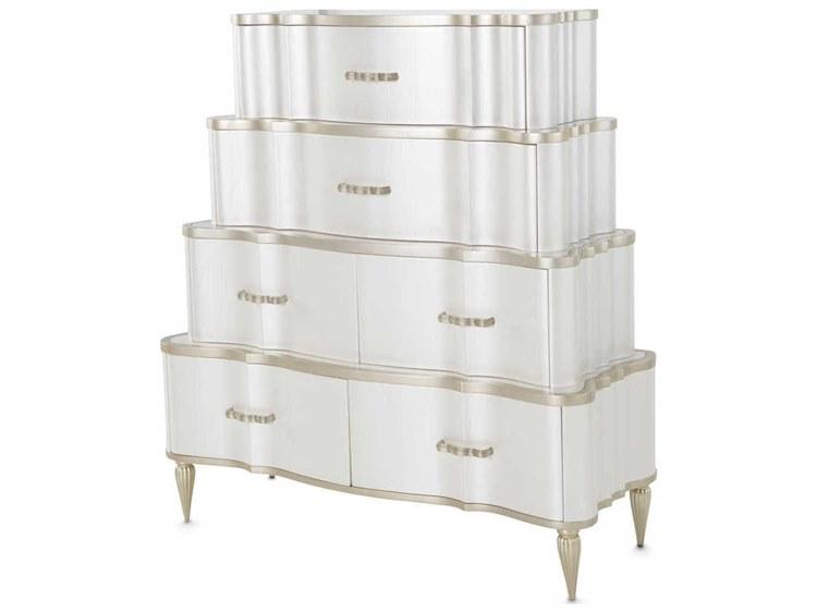 London Place 6-Drawer Tiered Chest in Creamy Pearl and Platinum