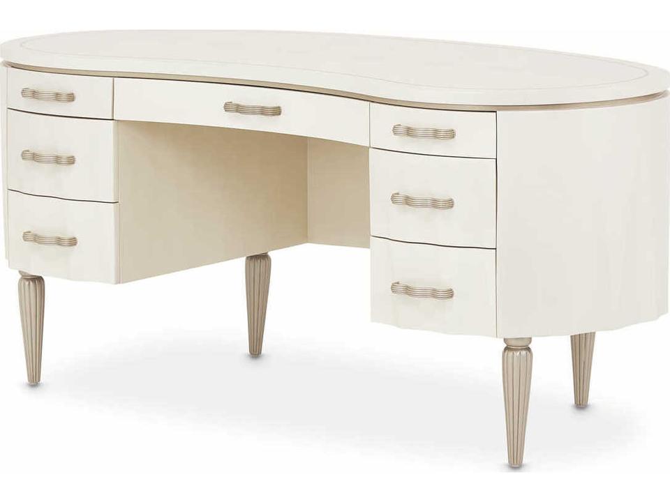 London Place Executive Desk in Creamy Pearl and Platinum