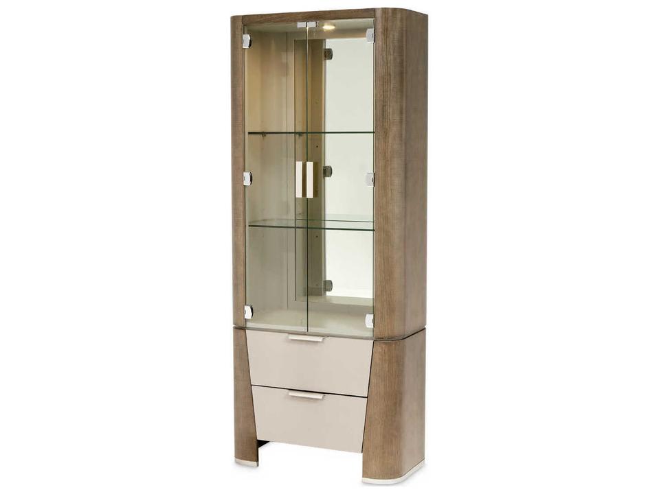 Roxbury Park Figured Ash Veneer Display Cabinet in Slate