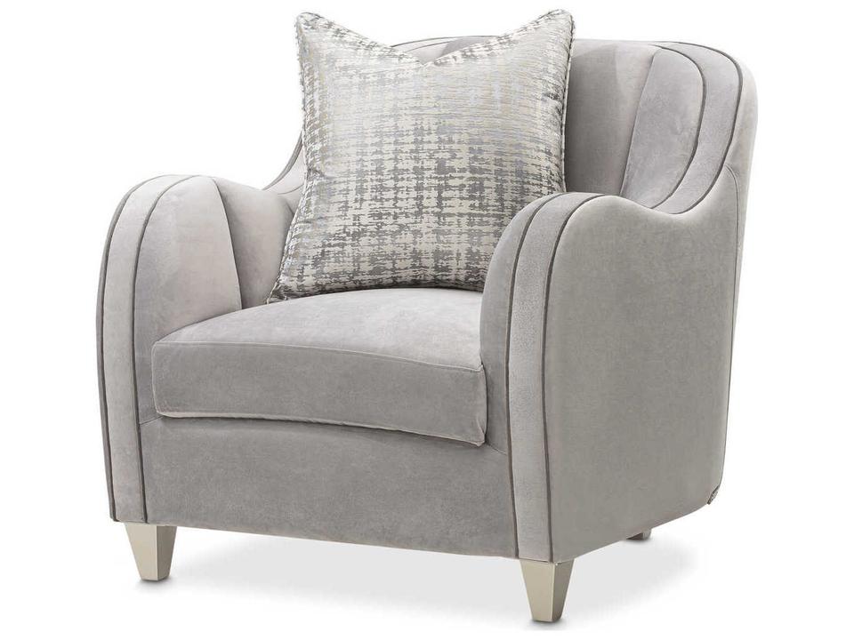 Gilded Gray Velvet Accent Chair