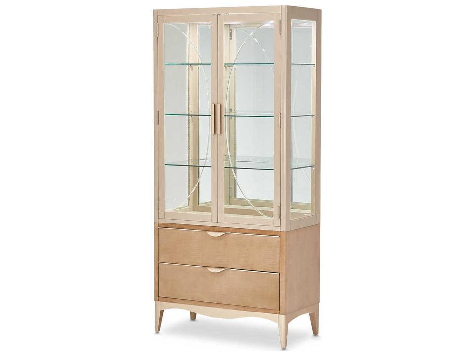 Malibu Crest Display Cabinet with LED Lighting in Blush and Chardonnay