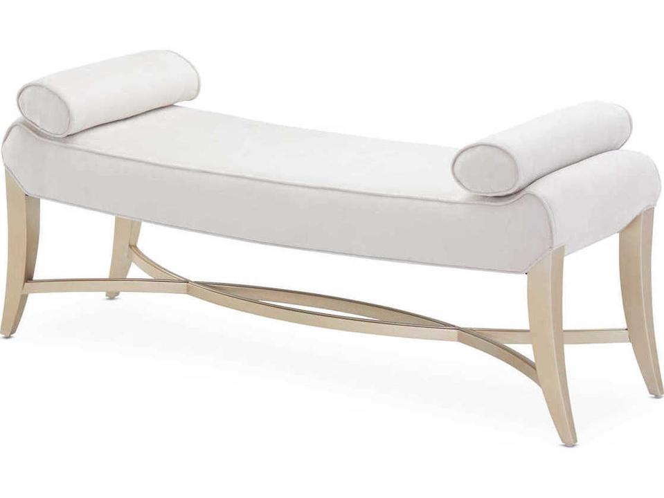 Gilded Doeskin Gray Suede Upholstered Accent Bench
