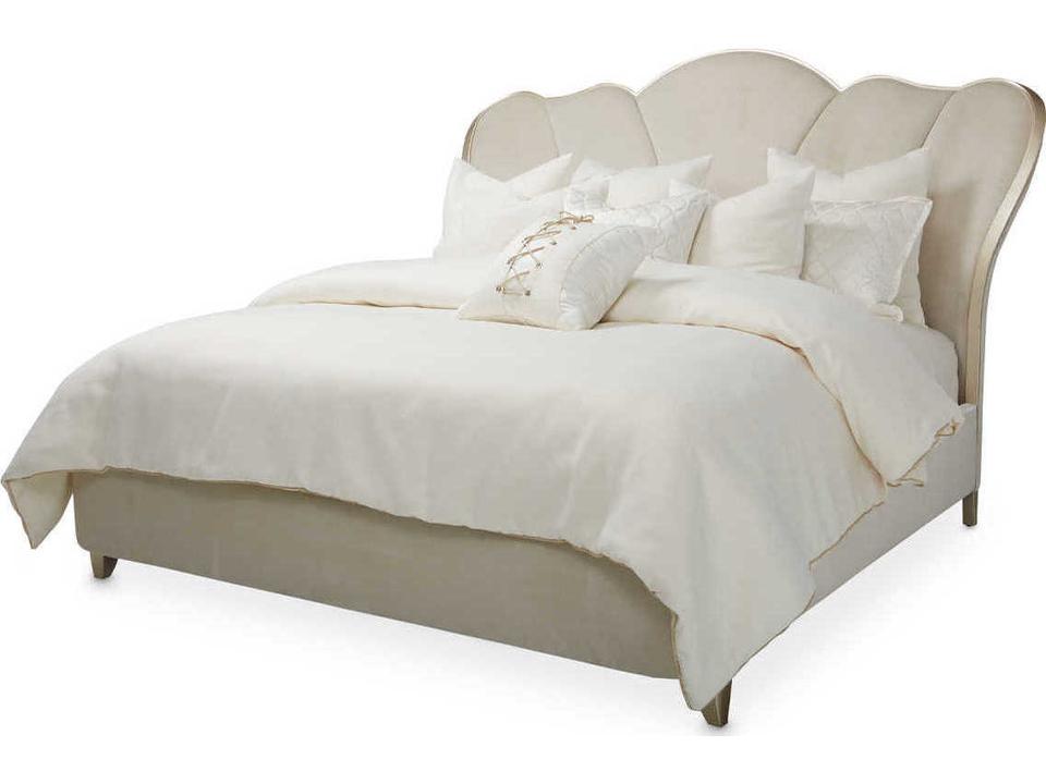 Villa Cherie Eastern King Upholstered Panel Bed in Caramel and Champagne