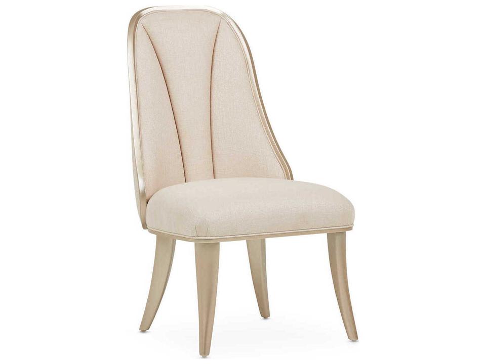 Gilded Birch Wood Beige Upholstered Side Dining Chair