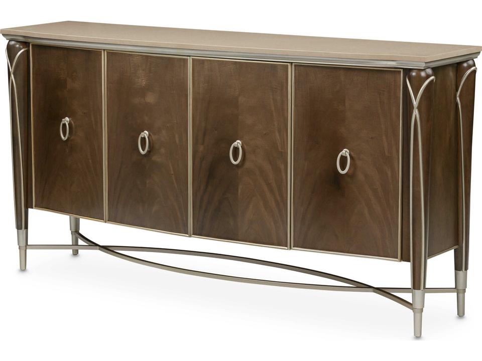 Villa Cherie Hazelnut Sideboard with Cultured Marble Top and Chardonnay Accents