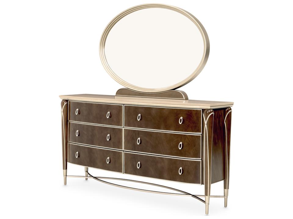 Villa Cherie Hazelnut Dresser with Mirror in Hazelnut and Chardonnay