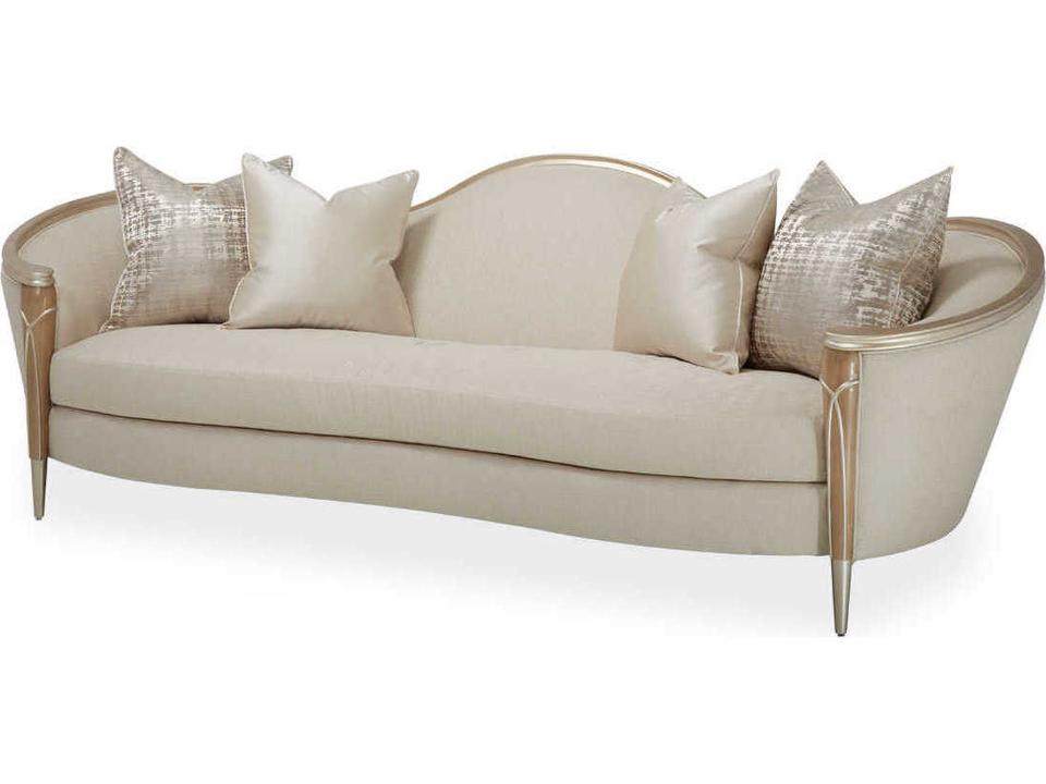 Villa Cherie 3-Seat Linen Sofa in Pearl with Chardonnay Trim