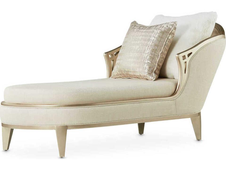 Villa Cherie Frosted Pearl Linen Chaise with Chardonnay Accents
