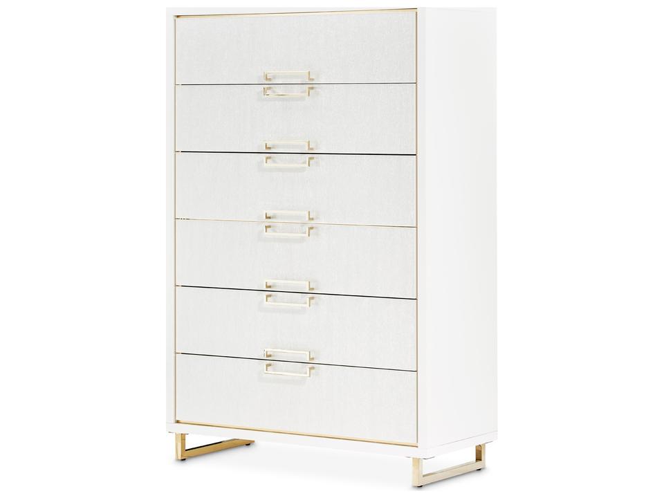 Palm Gate Cloud White Chest with Gold Accents