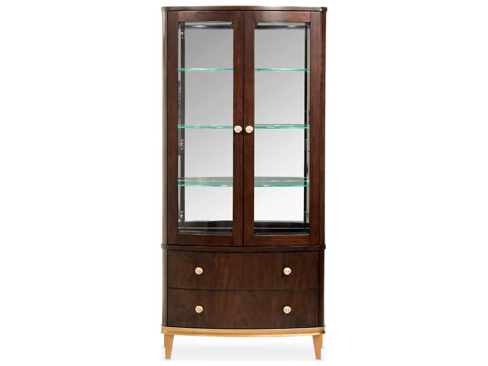 Camellia Field 2-Piece Display Cabinet in Warm Pecan