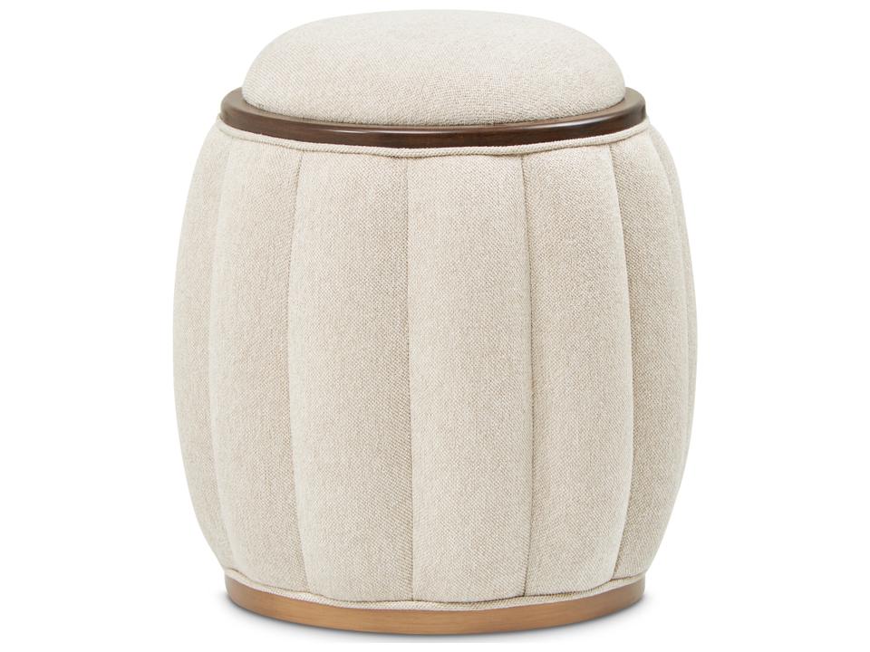 Camellia Field Round Bench Warm Pecan Chenille Upholstery